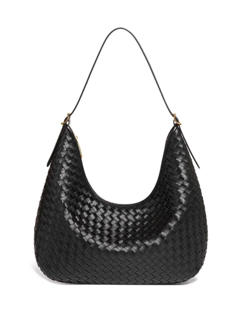 Shoulder Handbag for Women - Woven Hobo Bag Large Vegan Leather Purse Crescent